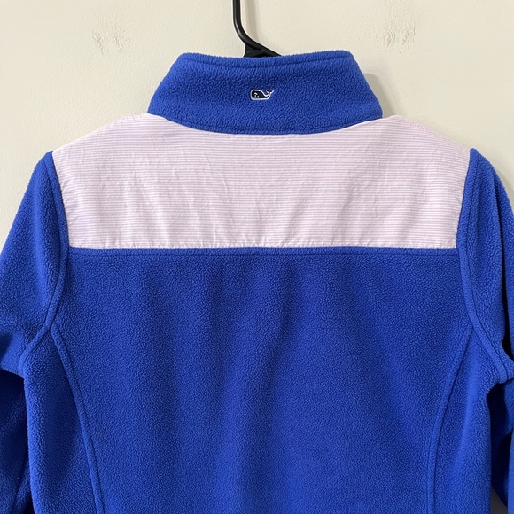 Vineyard Vines Blue Pink Stripe Detail Pullover Fleece Quarter Zip Sweatshirt XS - Picture 8 of 10